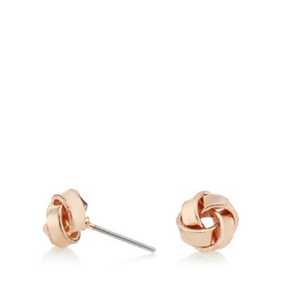 Rose gold plated rose knot stud earrings